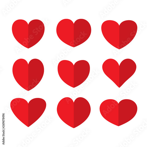 Set of red hearts icons vector illustration