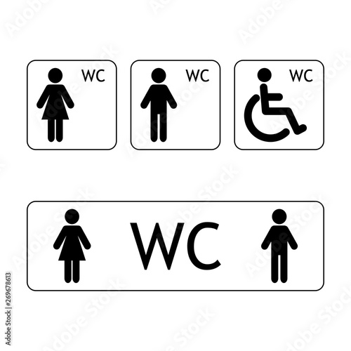 WC sign for restroom. WC toilet sign vector