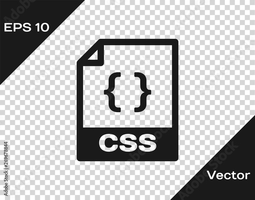 Grey CSS file document icon. Download css button icon isolated on transparent background. CSS file symbol. Vector Illustration