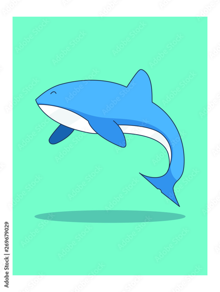 Fototapeta premium Cute whale in flat style