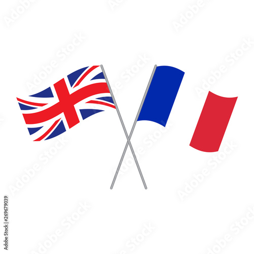 British and French flags vector isolated on white background