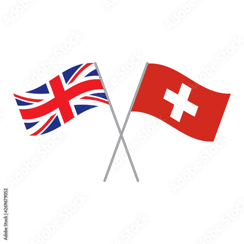 British and Swiss flags vector isolated on white background