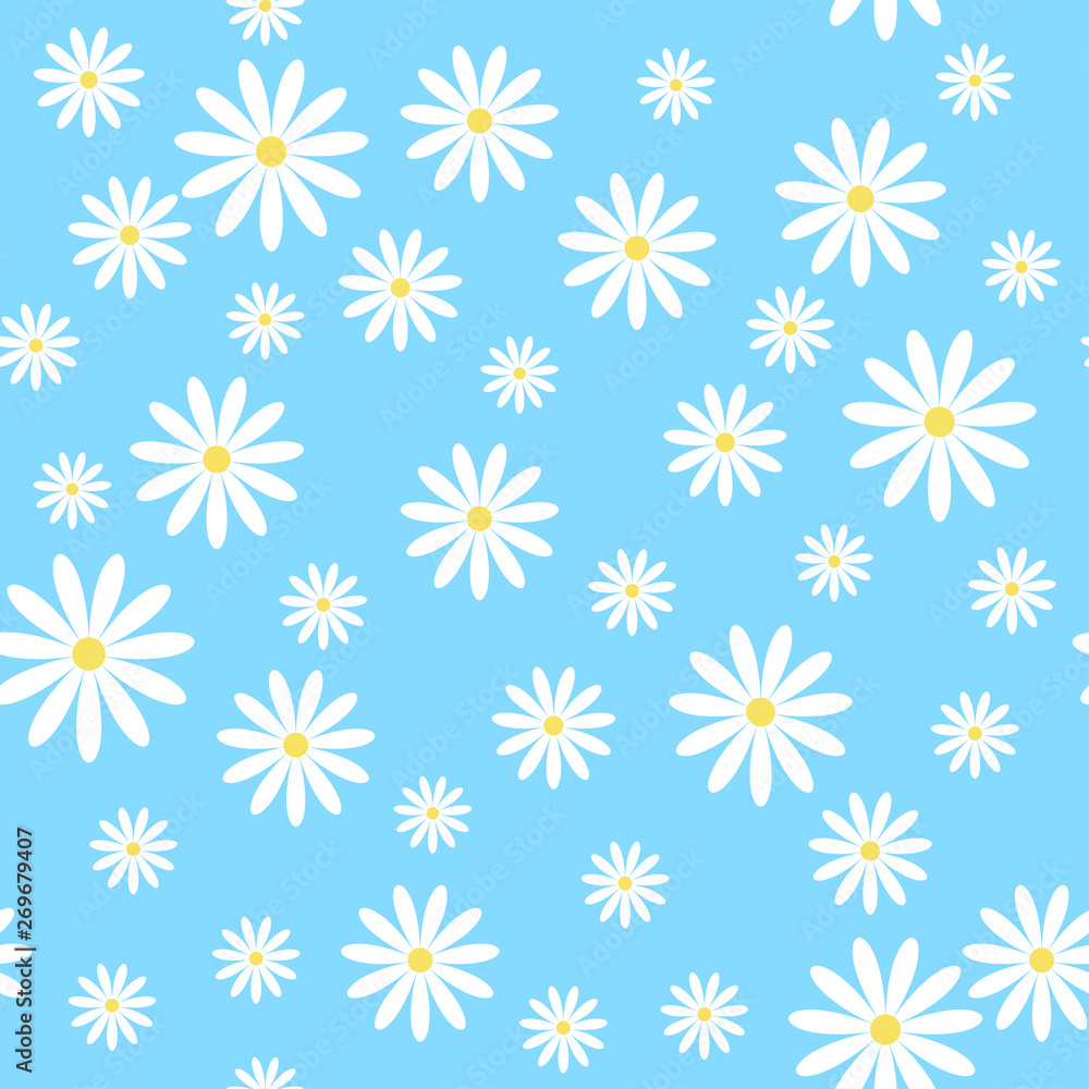 Vector seamless pattern with chamomiles Vector seamless pattern with chamomiles