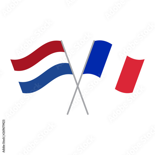 Netherlands and France flags vector isolated on white background