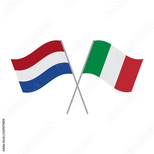 Netherlands and Italy flags vector isolated on white background
