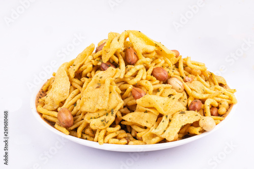 traditional indian spicy and crunchy palak mixture namkeen