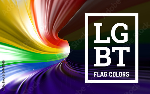 LGBT flag in the form of a spiral pipe. Inside view. Vector illustration