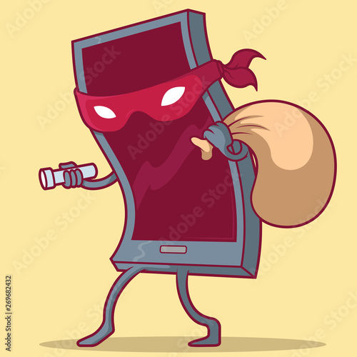 Burglar Phone vector illustration. Online Danger, Predator, Scam design concept 