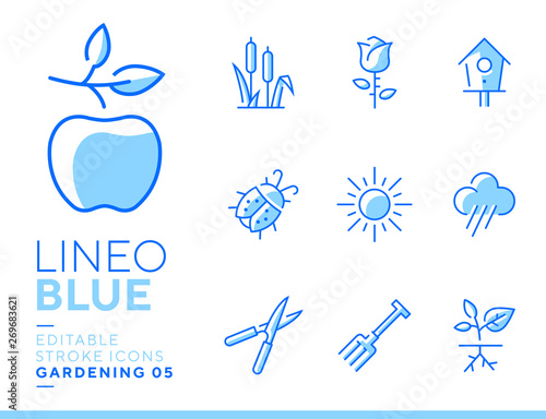Lineo Blue - Gardening and Seeding line icons