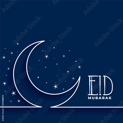 eid mubatak moon and star greeting design