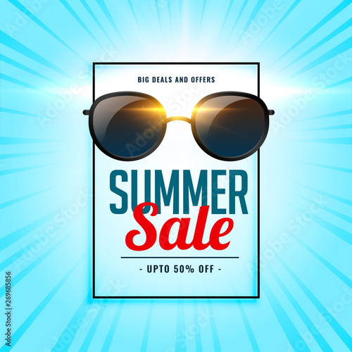 summer sale background with shiny sunglasses