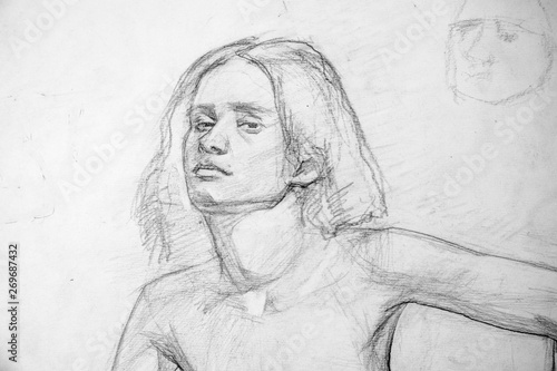 portrait, pencil drawing illustration, sketch © vadim_fl