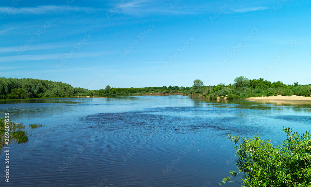 River in rural terrain at spring length of time River in rural terrain at spring length of time