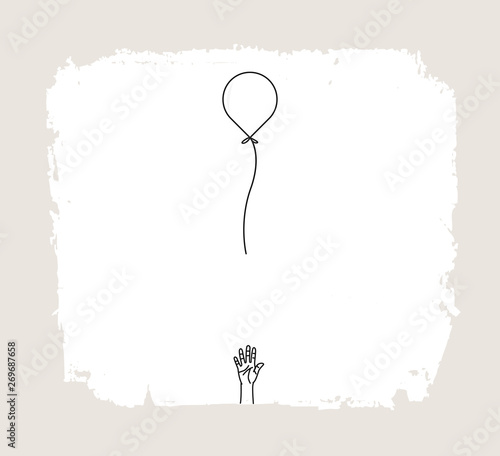 Hand loose balloon for Hand Drawn liane art concept vector illustration.