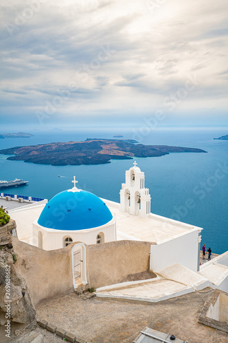 Fototapeta Naklejka Na Ścianę i Meble -  Church at Santorini Island in Greece, one of the most beautiful travel destinations of the world.