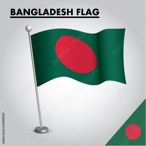 Bangladesh flag icon. National flag of Bangladesh on a pole