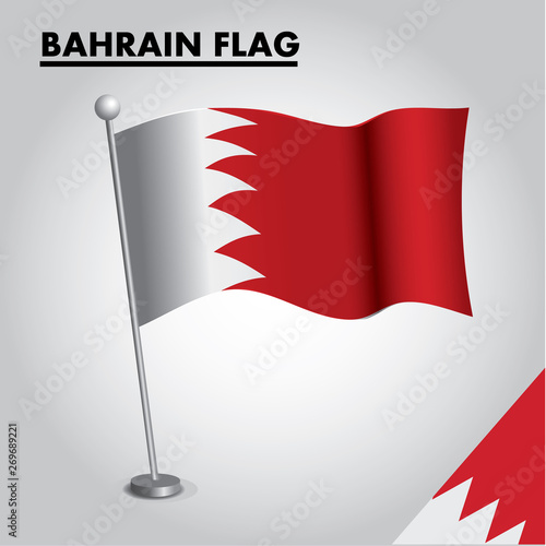 Bahrain flag icon. National flag of Bahrain on a pole