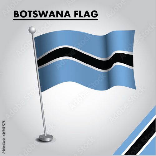 botswana flag icon. National flag of botswana on a pole