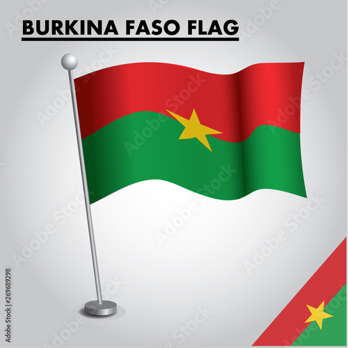Burkina Faso flag icon. National flag of Burkina Faso on a pole