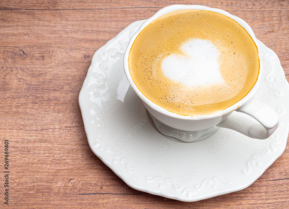 love cup , heart drawing on latte art coffee love cup , heart drawing on latte art coffee