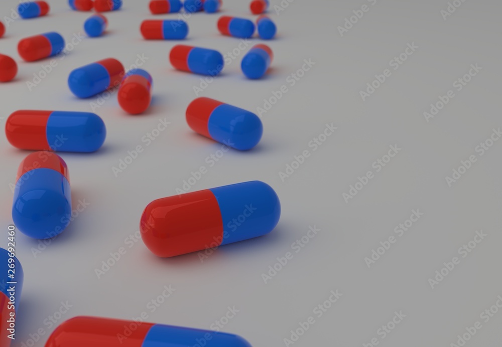 Medicine capsules on even surface - Copy space Medicine capsules on even surface - Copy space
