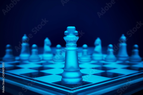 King against various chess pieces on the chessboard. Chess game.