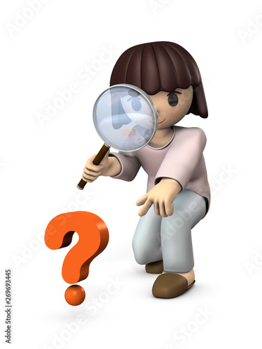 虫眼鏡で興味津々調べる女児のイラスト Stock イラスト Adobe Stock