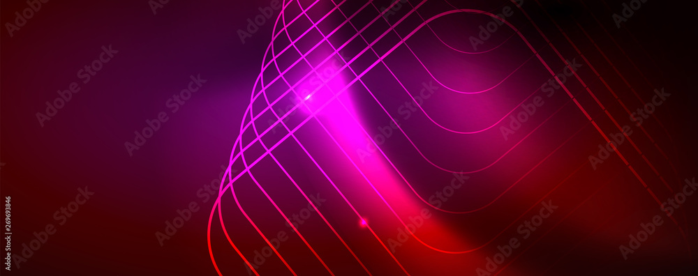 Neon glowing techno lines, hi-tech futuristic abstract background template, vector Neon glowing techno lines, hi-tech futuristic abstract background template, vector