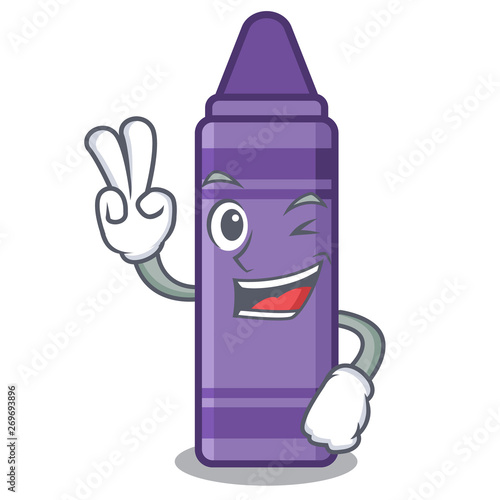 Two finger purple crayon in the cartoon shape