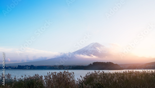 Mt.Fuji in the evening : View from Kawaguchiko lake