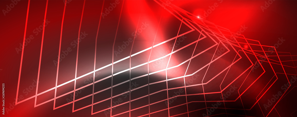 Shiny neon techno template. Neon lines background, 80s style laser rays Shiny neon techno template. Neon lines background, 80s style laser rays