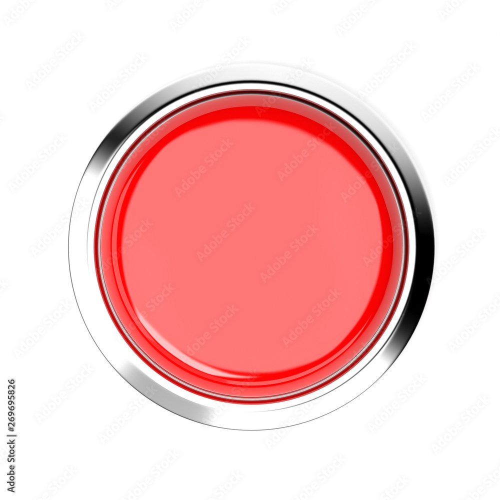 Red push button. Alarm sign, top view. 3d rendering illustration isolated Red push button. Alarm sign, top view. 3d rendering illustration isolated
