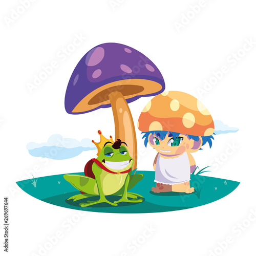 toad prince and fungu elf in garden