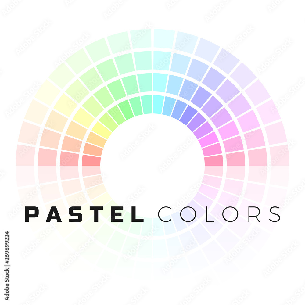 Discrete set of pastel shades. Circle color palette. Pastel color spectrum.  Vector illustration isolated on white background Stock Vector