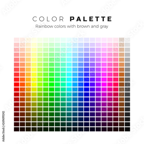 Vettoriale Stock Colorful palette. Set of bright colors of rainbow palette.  Full spectrum of colors with brown and gray shades. Vector illustration |  Adobe Stock