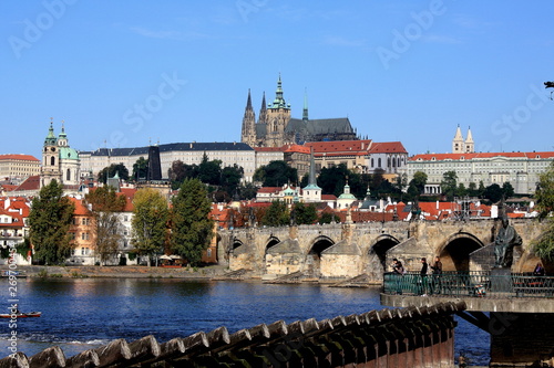 The Charles bridge in Prague panoramic view 