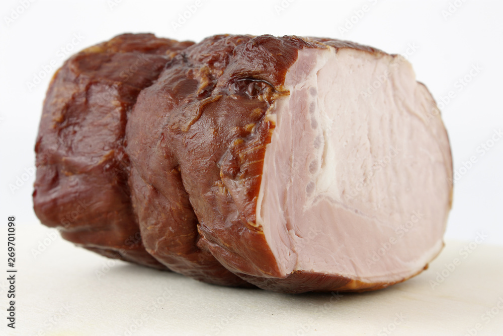 ham on wooden board ham on wooden board