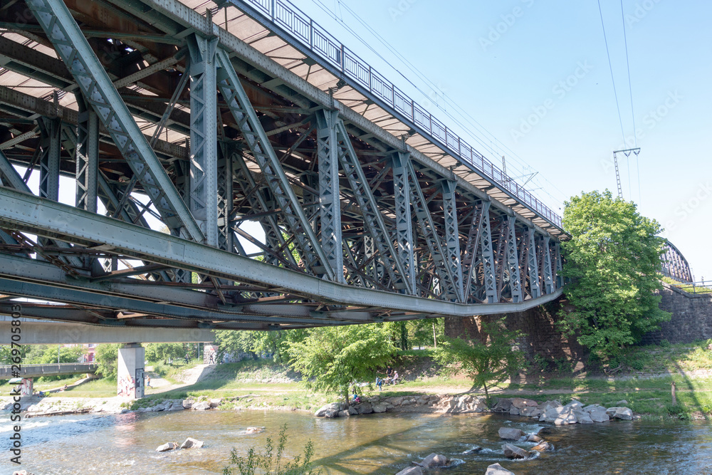 Fototapeta premium Farm bridge over the river