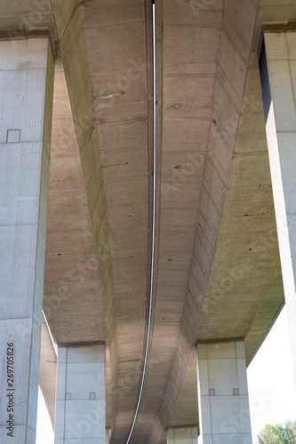 Bottom view of the motorway with supports