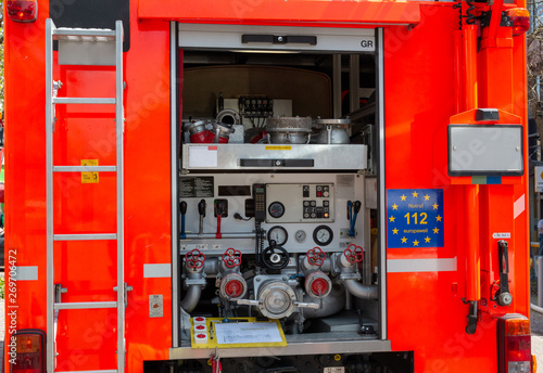 Red EU Fire Truck rear control panel