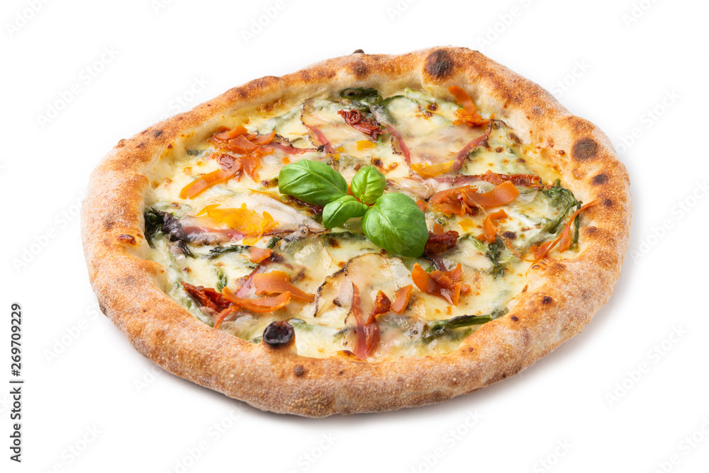 Pizza gourmet con asparagi, guanciale e bottarga Pizza gourmet con asparagi, guanciale e bottarga