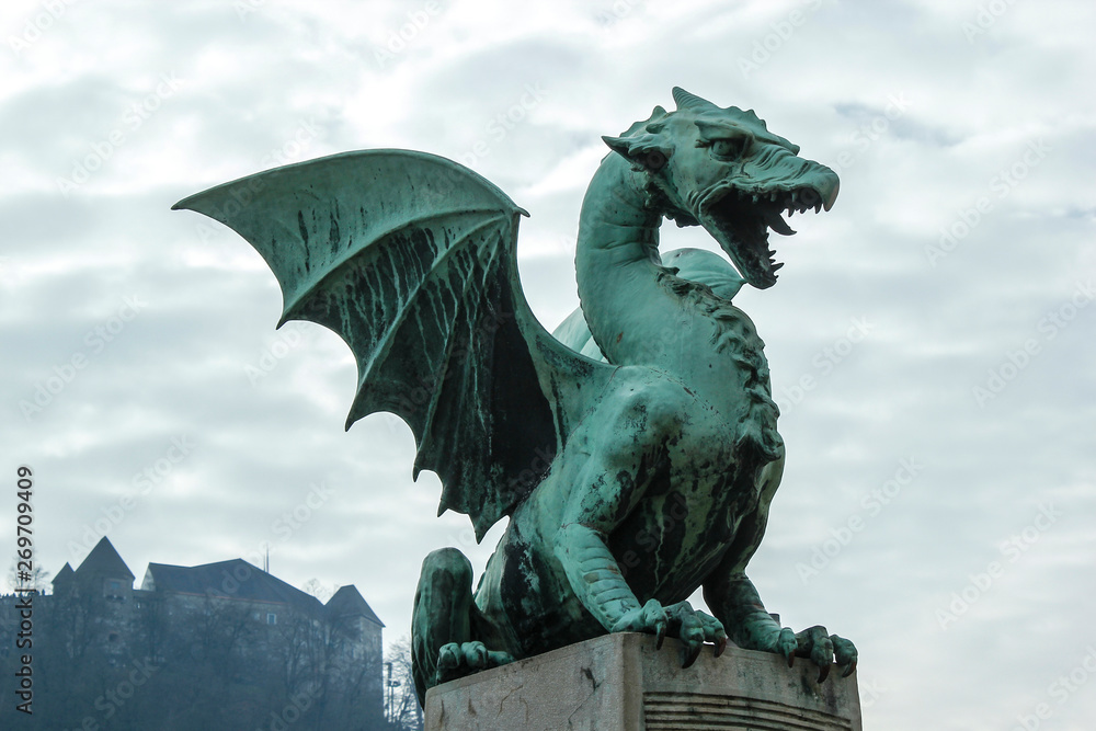 Ljubljana Dragon Bridge statue