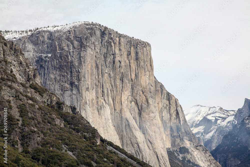 View of Half dome landscape at Yosemite National Park in the winter,USA.