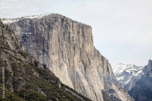 View of Half dome landscape at Yosemite National Park in the winter,USA.