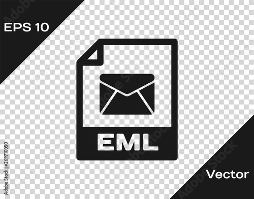 Grey EML file document icon. Download eml button icon isolated on transparent background. EML file symbol. Vector Illustration photo