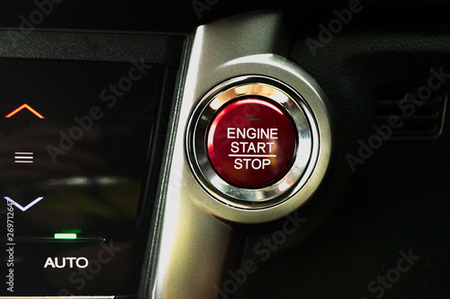 Engine push start button with copy space