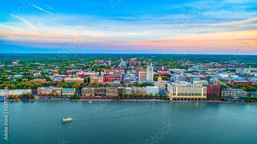 Savannah Georgia Downtown Skyline Aerial