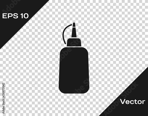 Grey Mustard bottle icon isolated on transparent background. Vector Illustration