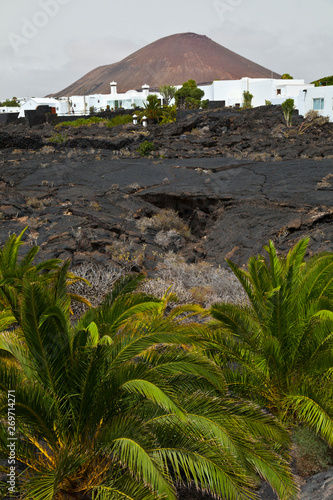 Paisaje de colada volcánica. Pueblo Tahiche. Isla Lanzarote. Provincia Las Palmas. Islas Canarias. España photo