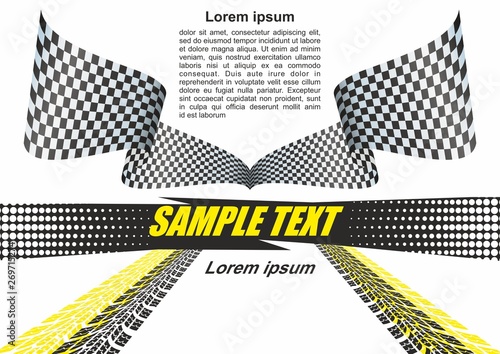 Race flag waving in the wind. Racing Background with Space for Your Text. Vector illustration. technology background. 